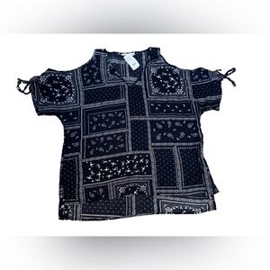 Navy Blue Paisley Women's Top - NWT - 1X